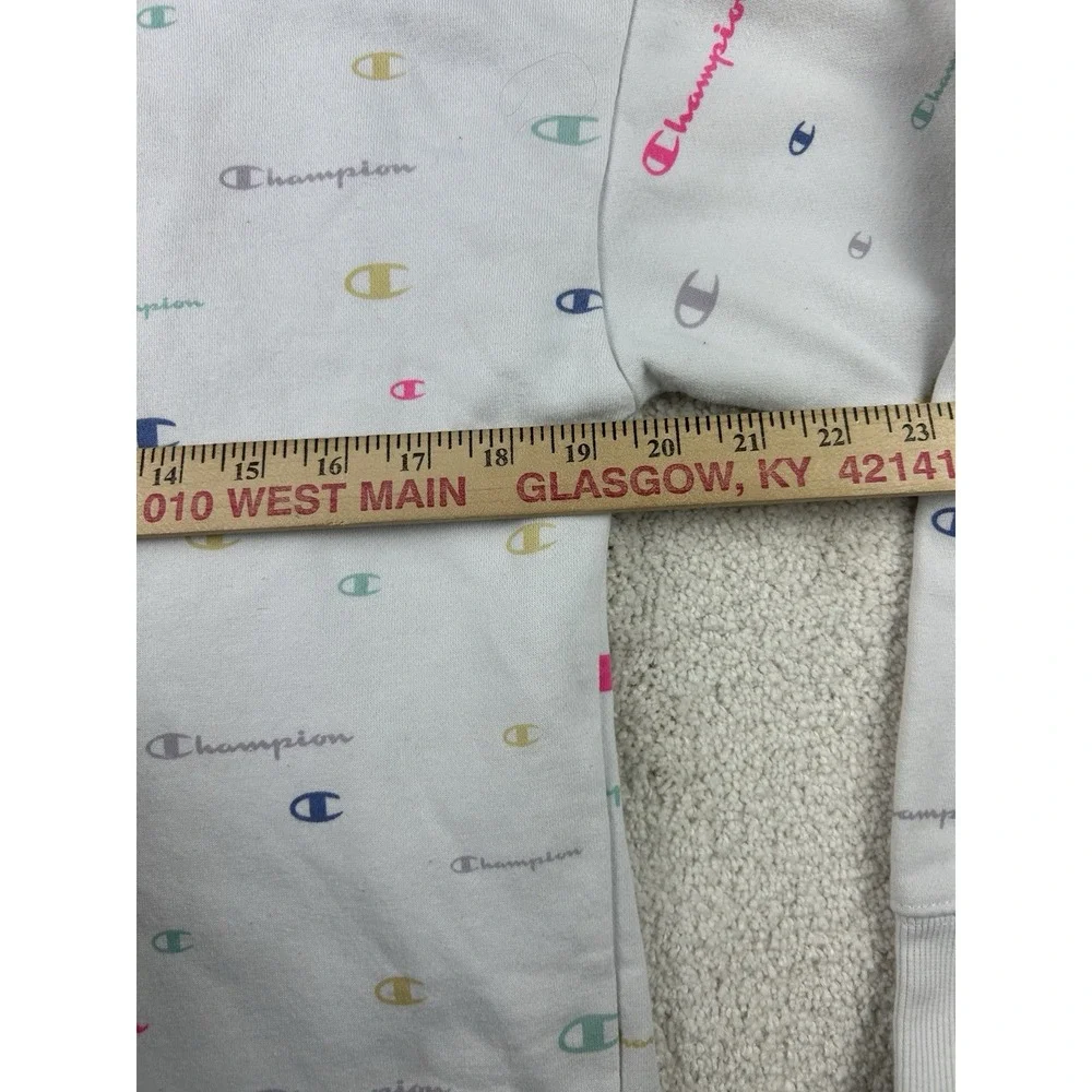 Champion Spell Out Crewneck Sweatshirt Sz L Kids White Multicolor‎ Logo
